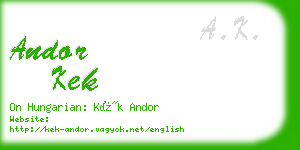 andor kek business card